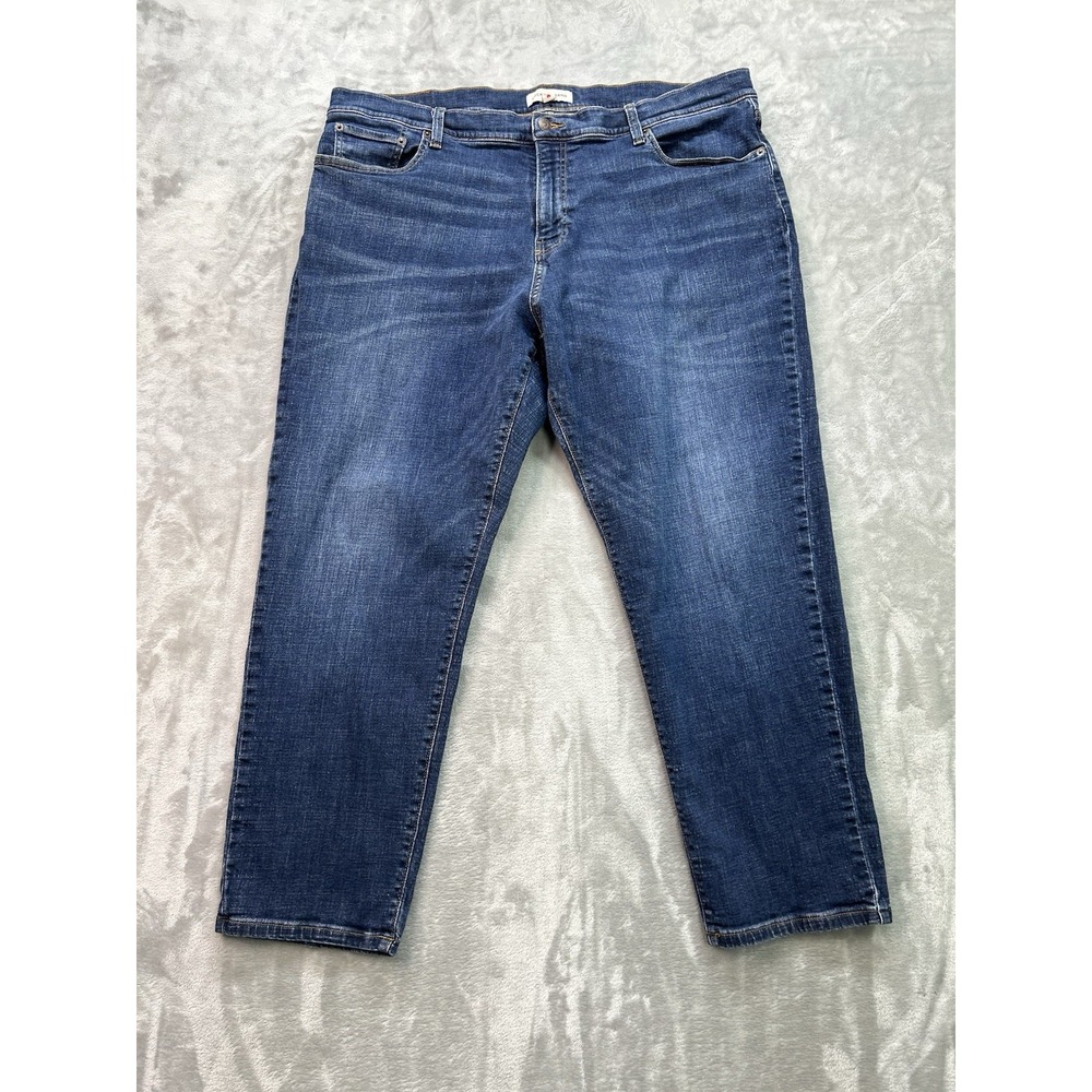 Lucky Brand 221 Straight Mens Jeans 42x30 Blue Whiskered Faded Grunge Workwear